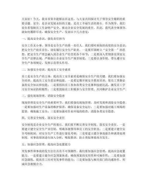 领导安全履职发言稿