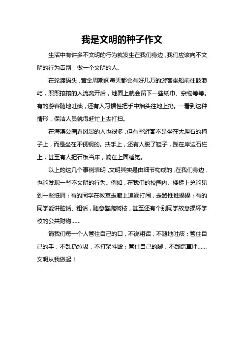我是文明的种子作文