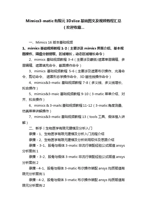 Mimics3-matic有限元3Dslice基础图文及视频教程汇总（欢迎收藏...