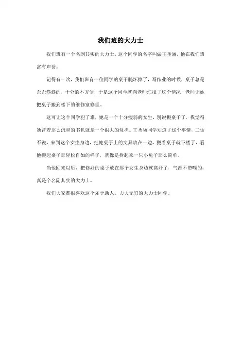 我们班的大力士_小学三年级作文300字