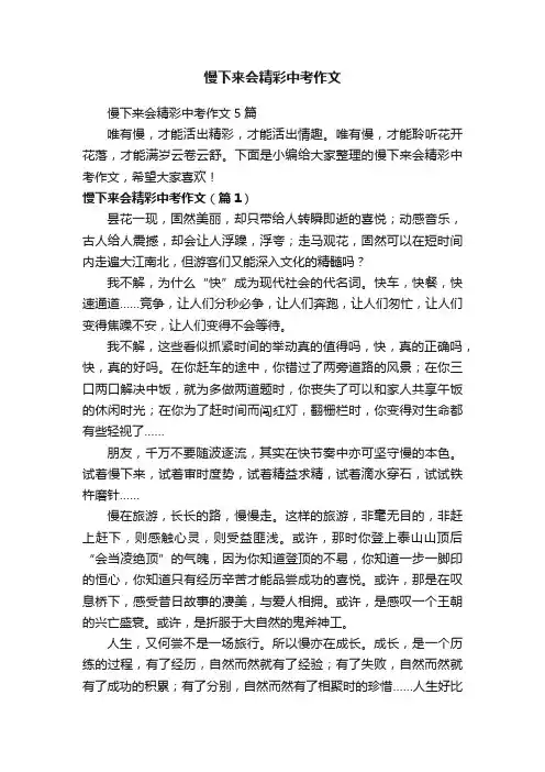 慢下来会精彩中考作文