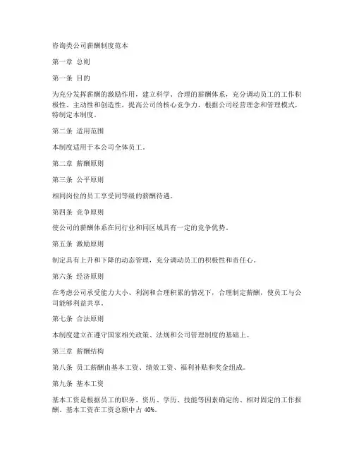 咨询类公司薪酬制度范本