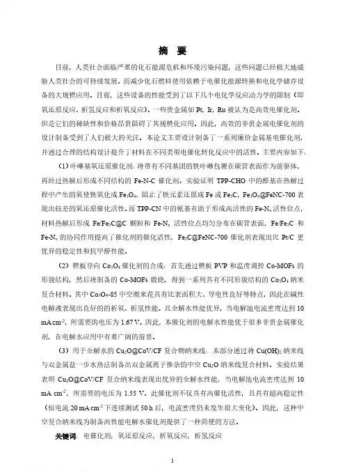 过渡金属纳米复合材料的制备及其电催化性能研究