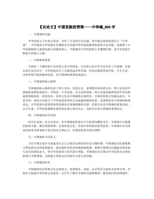 【议论文】中国直挺的脊梁——中华魂_900字
