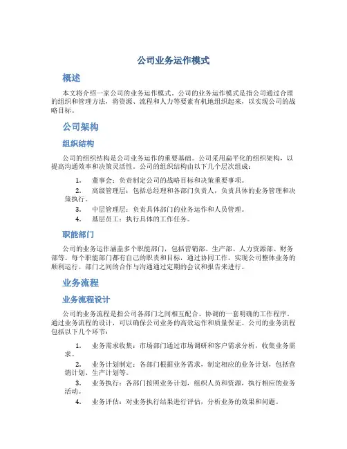 公司业务运作模式