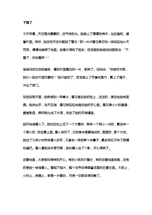 下雪了作文