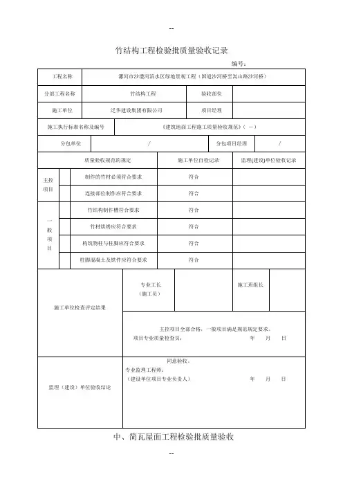 园林绿化工程检验批质量验收记录表