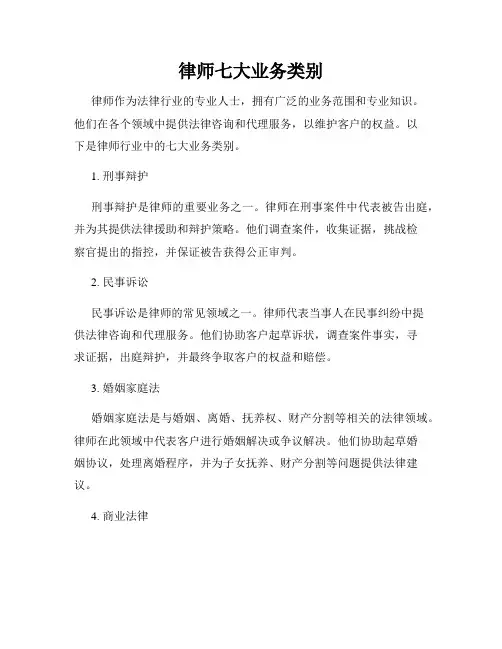 律师七大业务类别