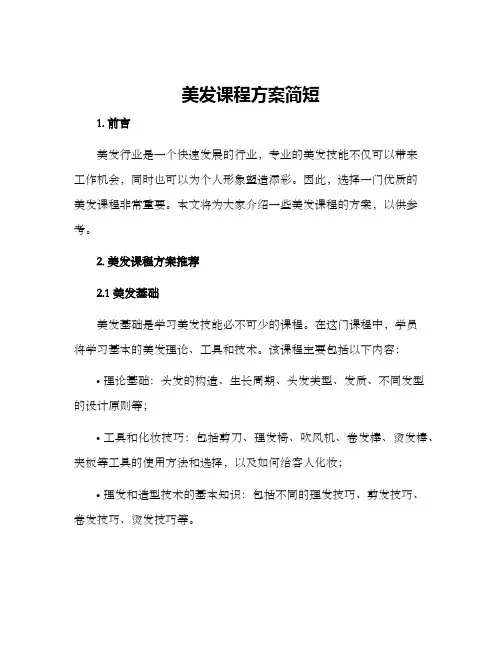 美发课程方案简短