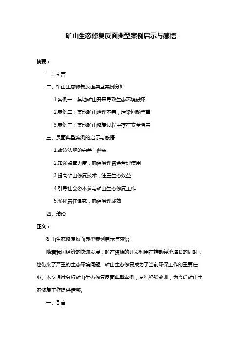 矿山生态修复反面典型案例启示与感悟