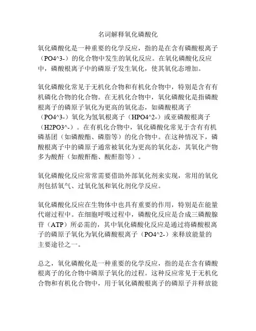 名词解释氧化磷酸化