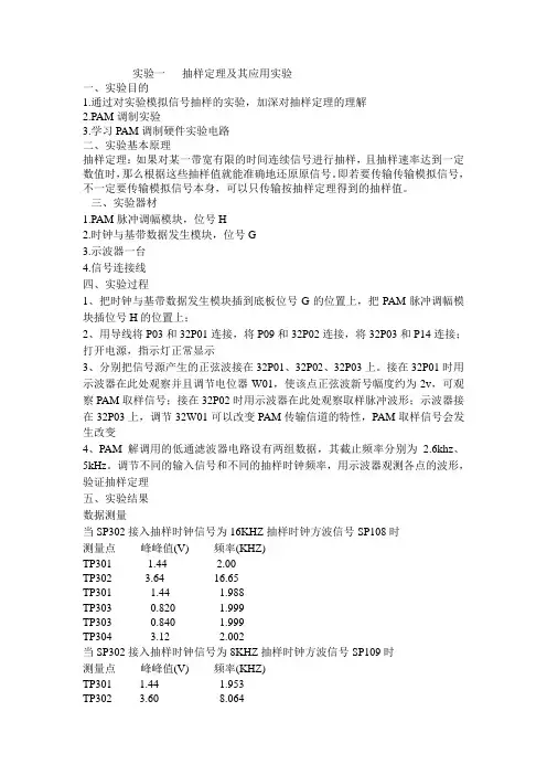 抽样定理及其应用实验