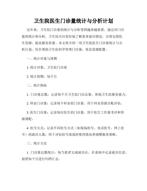 卫生院医生门诊量统计与分析计划