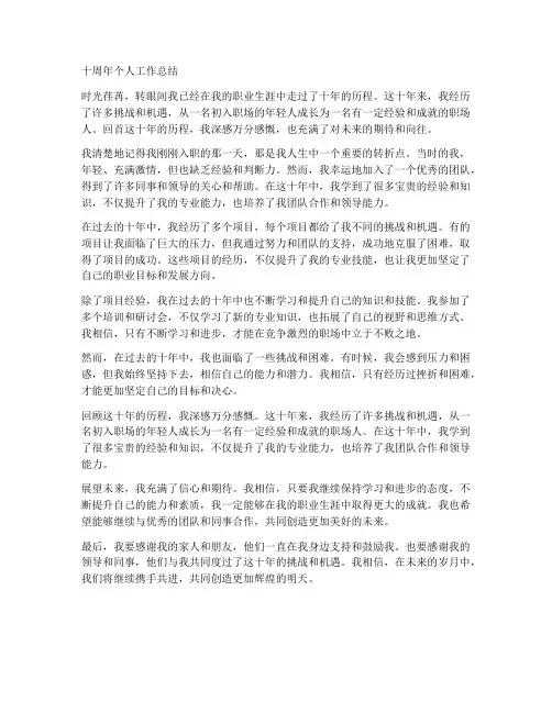 十周年个人工作总结