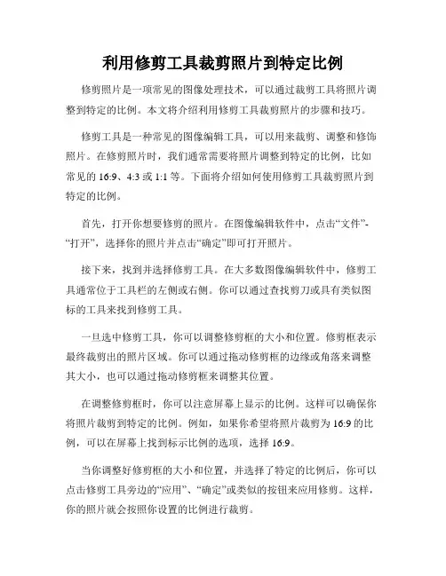 利用修剪工具裁剪照片到特定比例