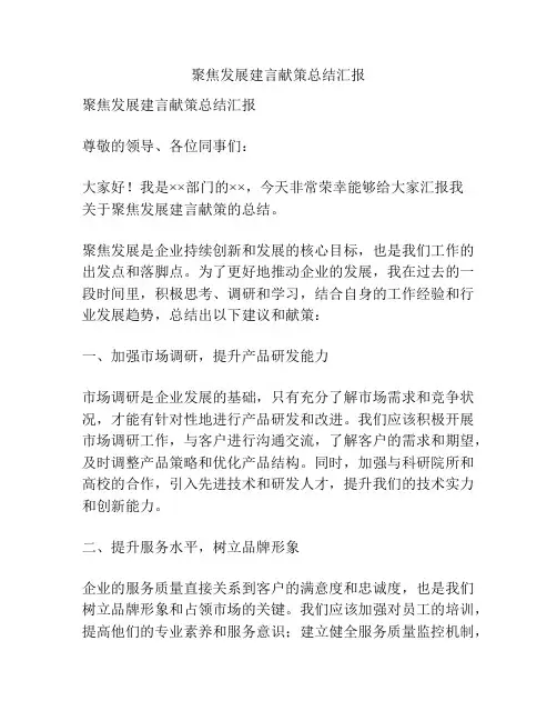 聚焦发展建言献策总结汇报