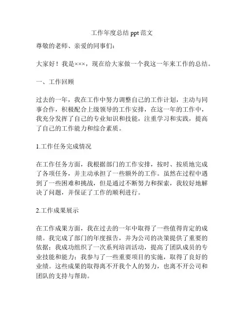 工作年度总结ppt范文