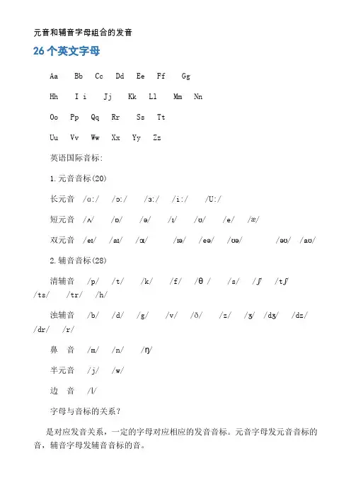 元音和辅音字母组合的发音