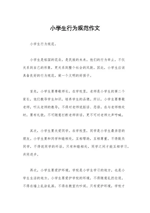 小学生行为规范作文