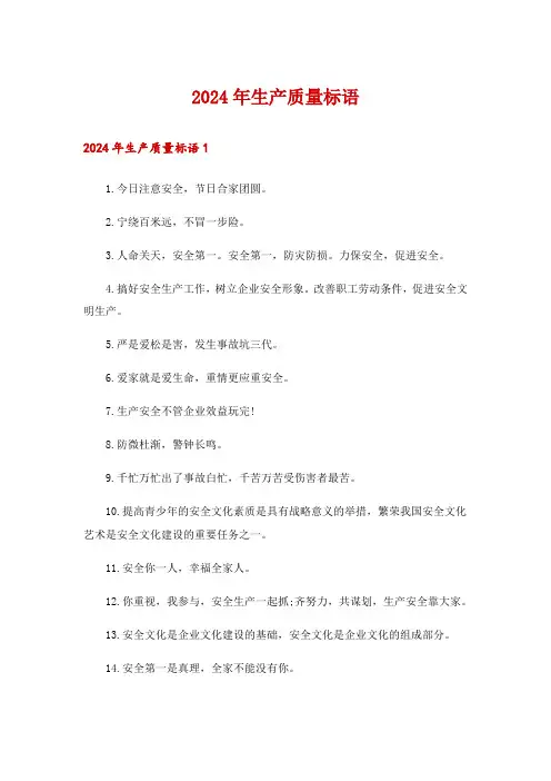 2024年生产质量标语