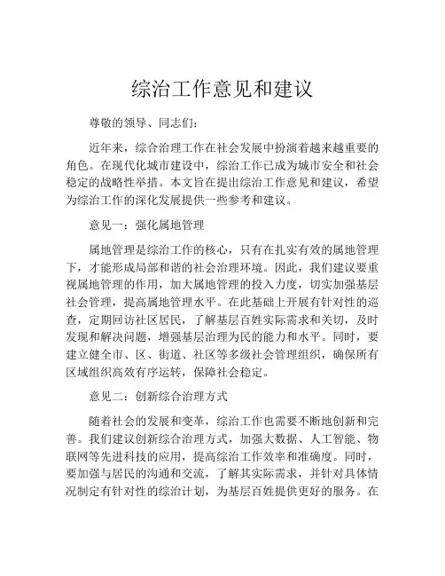 综治工作意见和建议