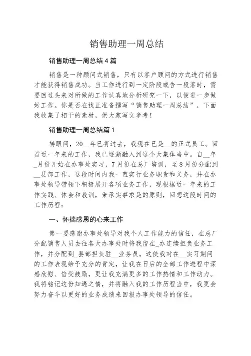 销售助理一周总结