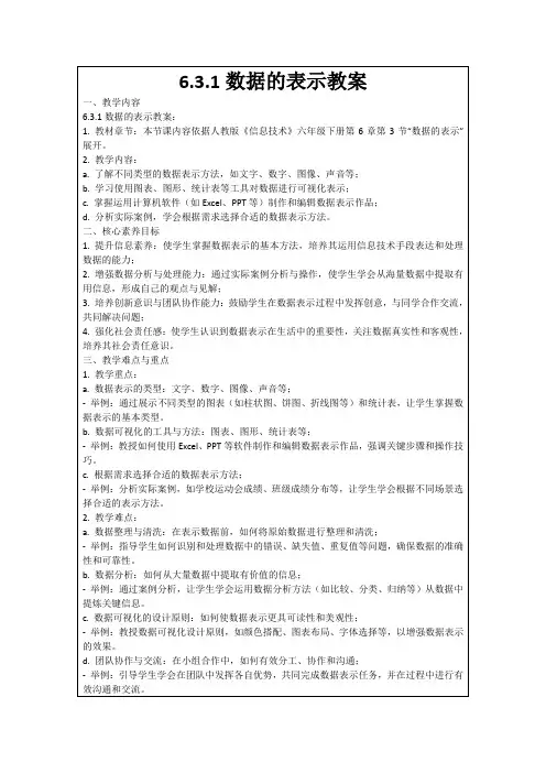 6.3.1数据的表示教案