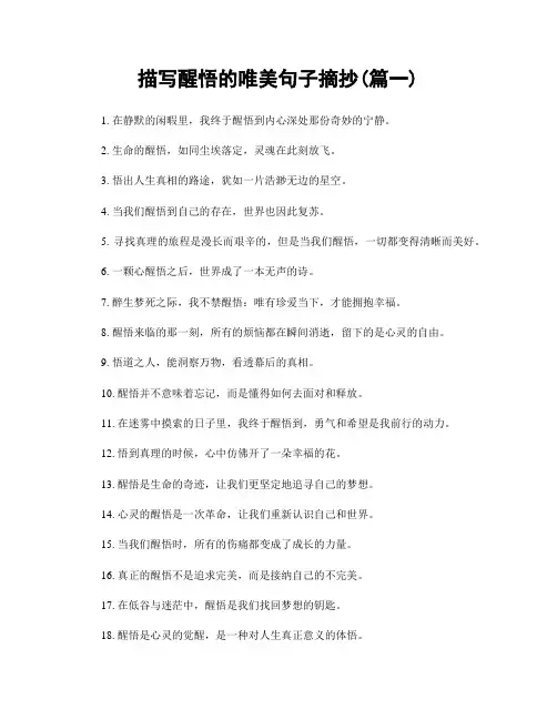 描写醒悟的唯美句子摘抄(精选两篇)