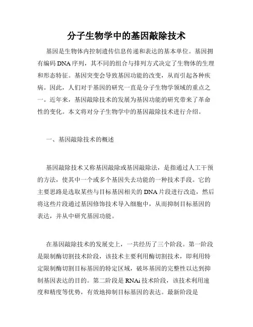 分子生物学中的基因敲除技术