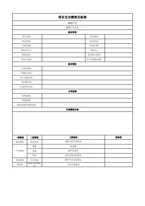 法院项目绩效目标表