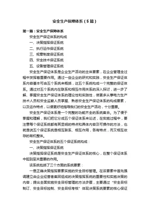 安全生产保障体系（5篇）