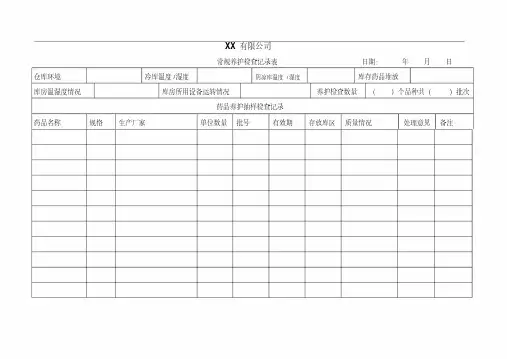 药品养护记录表格、养护季度分析表