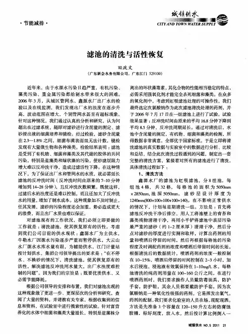 滤池的清洗与活性恢复