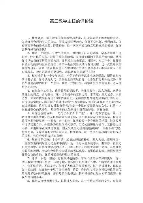 高三教导主任的评价语