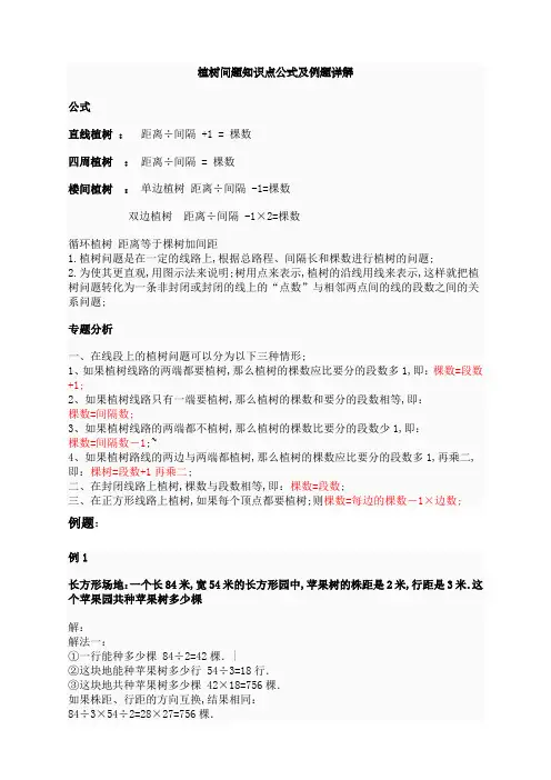 植树问题知识点公式及例题详解