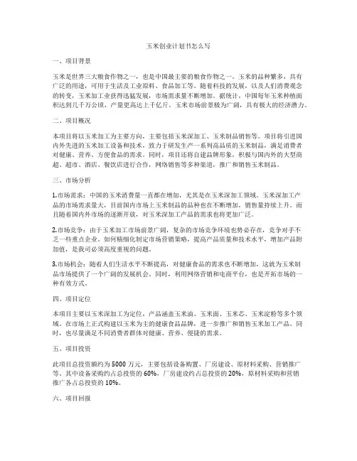 玉米创业计划书怎么写