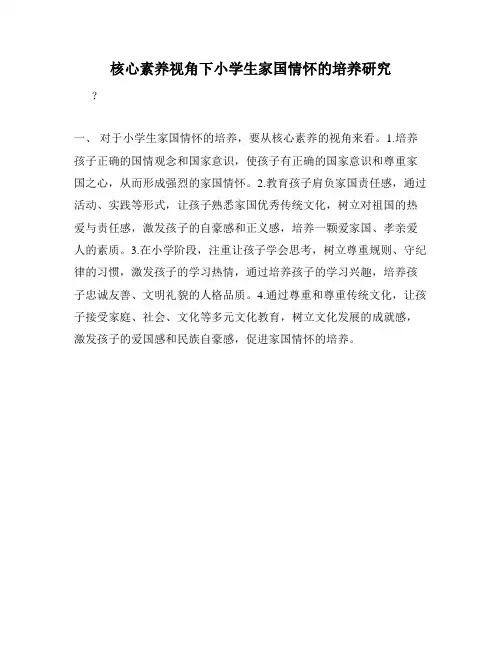 核心素养视角下小学生家国情怀的培养研究