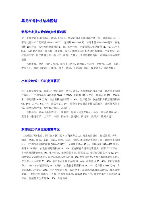 黑龙江省种植结构区划