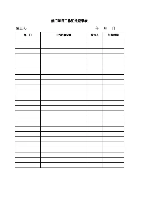 部门每日工作汇报记录表(标准版)