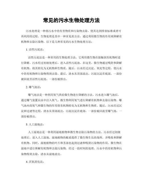 常见的污水生物处理方法