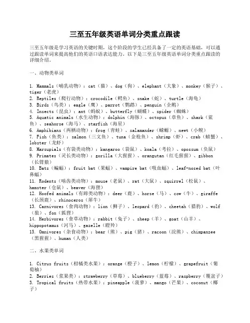 三至五年级英语单词分类重点跟读