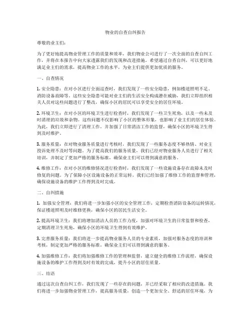 物业的自查自纠报告