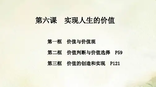 2021-2022学年统编版新教材高中政治必修4第六课实现人生的价值-课件精选全文