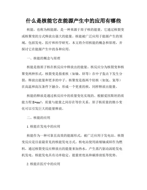 什么是核能它在能源产生中的应用有哪些