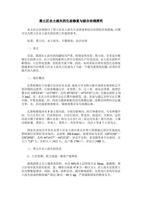 黑土区水土流失的生态修复与综合治理探究