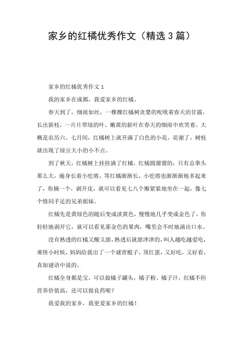 家乡的红橘优秀作文(精选3篇)