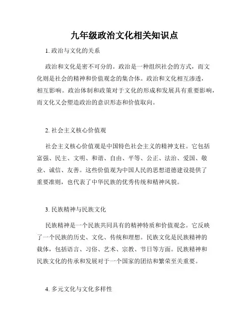 九年级政治文化相关知识点