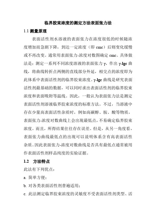 临界胶束浓度的测定方法