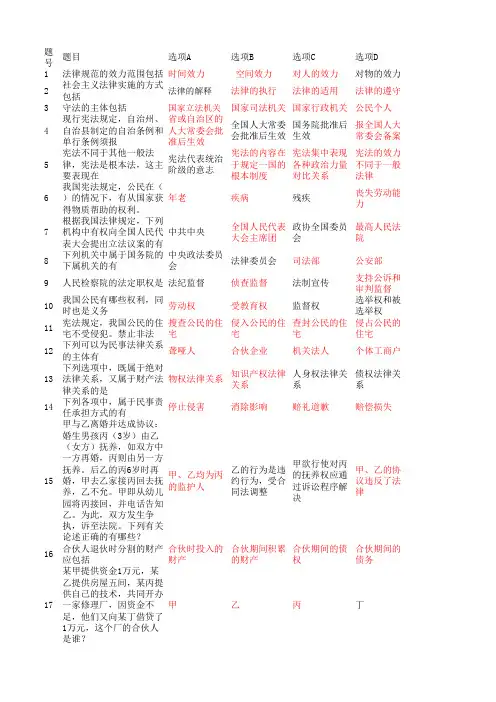 法律基础知识竞赛选择题