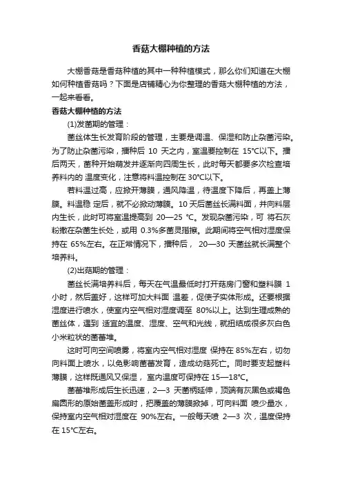 香菇大棚种植的方法